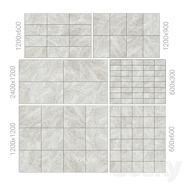 Gray marble tiles 3 3DS Max Model - thumbnail 2