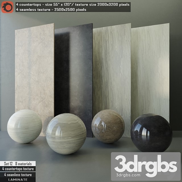 Laminate countertops & seamless texture set 12 3dsmax Download - thumbnail 1