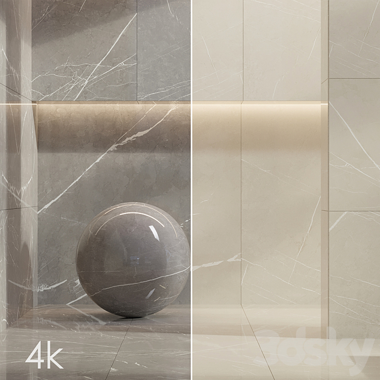 Marble Set 04 – Bundle – 2 Types of Pulpis: Gray and Beige \/ 4k 3DS Max Model - thumbnail 1