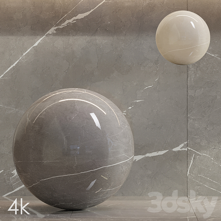 Marble Set 04 – Bundle – 2 Types of Pulpis: Gray and Beige \/ 4k 3DS Max Model - thumbnail 2