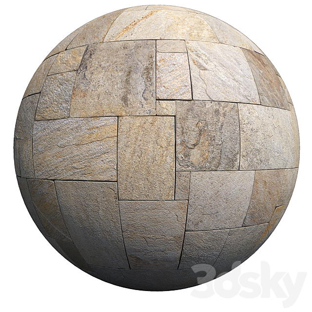 Mix Travertine French Pattern Stone-Wall & Floor 6K High Resolution Tileable 3DS Max Model - thumbnail 3