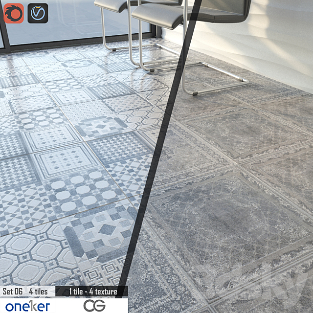 Oneker Tile Set 06 3ds Max - thumbnail 1