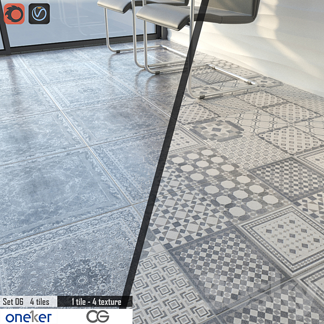 Oneker Tile Set 06 3ds Max - thumbnail 2