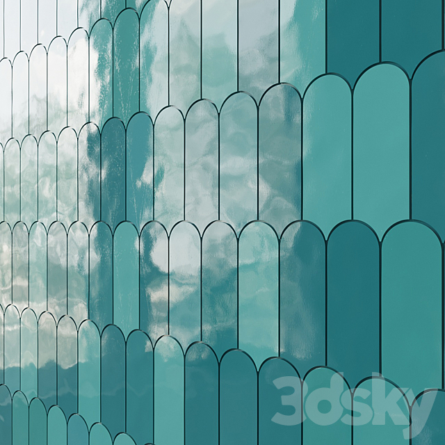 Parry Fishscale Glossy Ceramic Wall Tile Mosaic 3DS Max Model - thumbnail 5