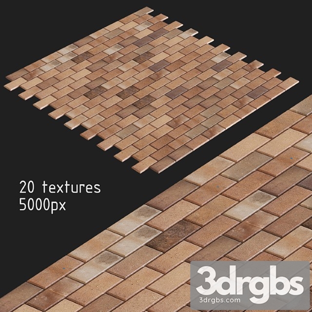 Paving slabs. 20 textures. red 3dsmax Download - thumbnail 1