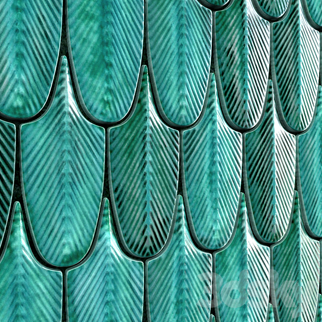 Plumage Feather Mosaic Tiles 3DS Max Model - thumbnail 3