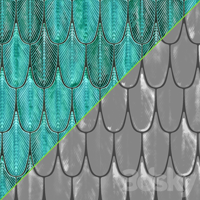 Plumage Feather Mosaic Tiles 3DS Max Model - thumbnail 5