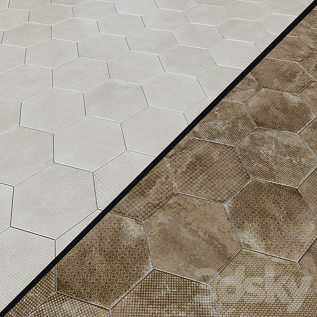 Porcelain tile EQUIPE URBAN Hexagon Melange 5 options 3DS Max Model - thumbnail 2