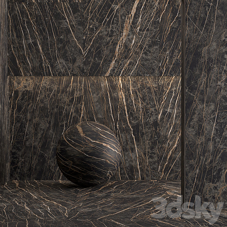 Porcelain tile Laminam Noir Desire. 3000×1000 mm. 3DS Max Model - thumbnail 1