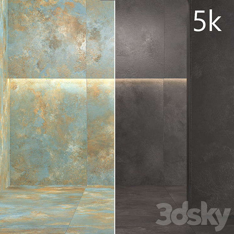 Porcelain tile Laminam OSSIDO VERDERAME NERO. 3000×1000 mm. 3DS Max - thumbnail 1