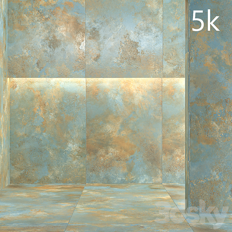 Porcelain tile Laminam OSSIDO VERDERAME NERO. 3000×1000 mm. 3DS Max - thumbnail 2