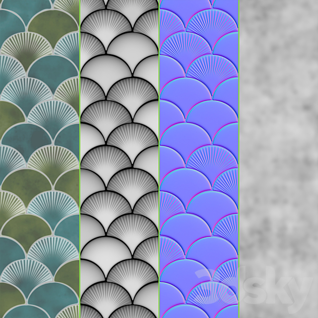 Radial Fish Scale Tiles 3DS Max Model - thumbnail 6