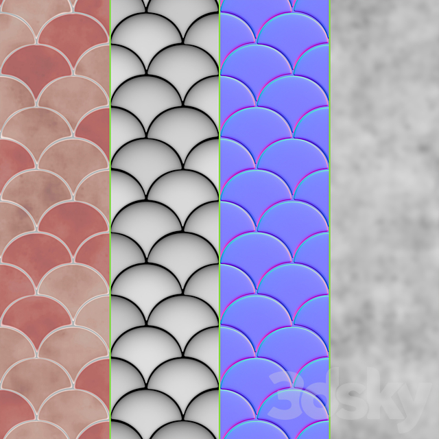 Radial Fish Scale Tiles 3DS Max Model - thumbnail 7