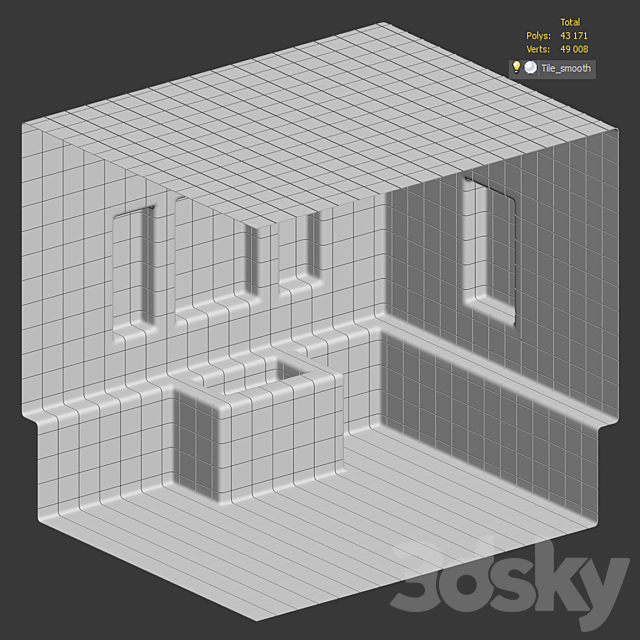 Rounded Dtile Tile 3DS Max Model - thumbnail 3