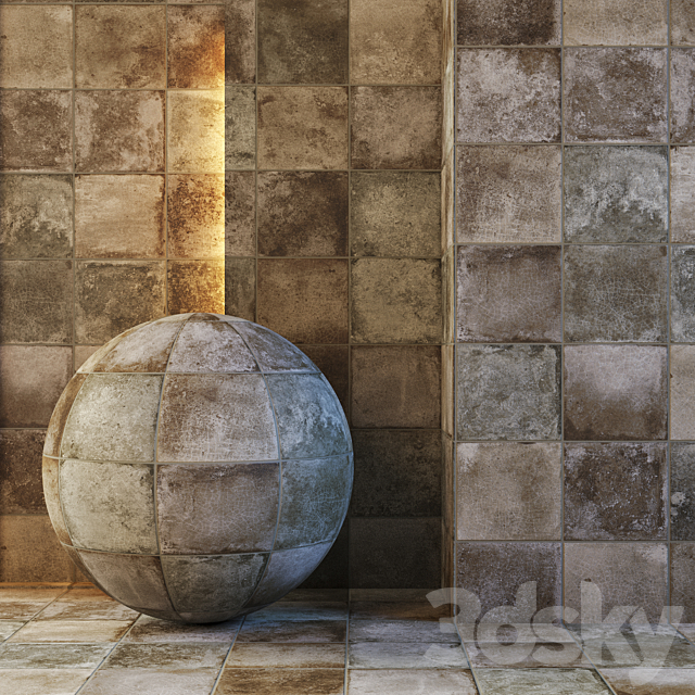 Rusty tile 3DS Max Model - thumbnail 2