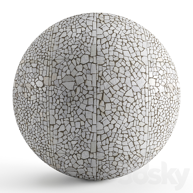 Seamless mosaic texture from chipped tiles. PBR 3DS Max Model - thumbnail 3