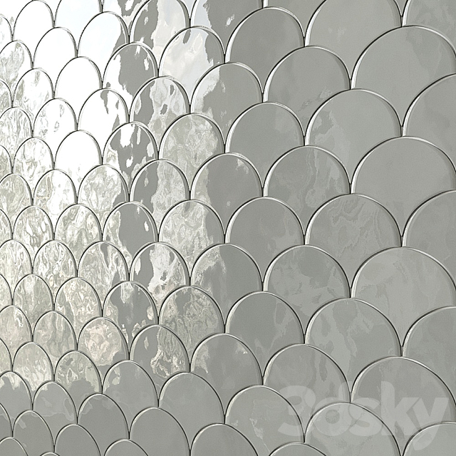 Sorrento Wave Ceramic Wall Tile 7 Types 3DS Max Model - thumbnail 4