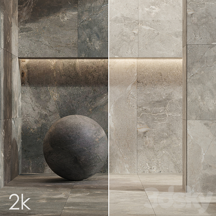 Stone Set 58 – Bundle \/ 2 types: Black Slate & Brown Slate \/ 2K 3DS Max - thumbnail 1