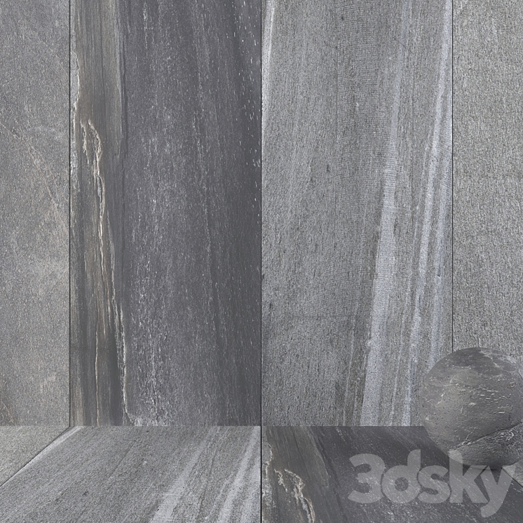 Stone Wall Santorini Gray Set 1 3DS Max Model - thumbnail 1