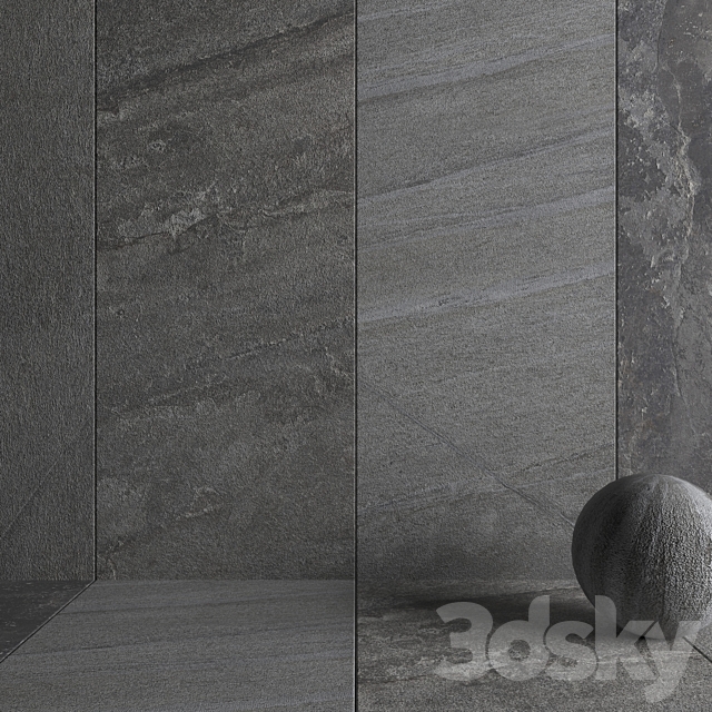 Stone Wall Santorini Gray Set 2 3DS Max Model - thumbnail 3