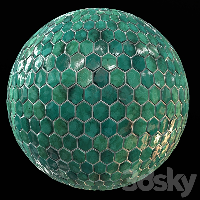 Teal Tile PBR Material-10 3DS Max Model - thumbnail 2