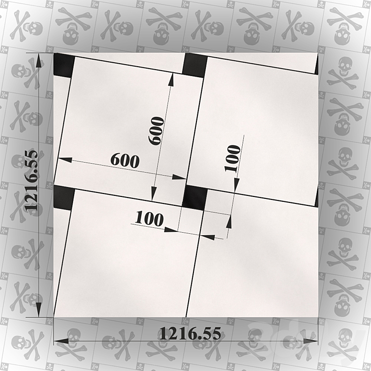 Template layout tiles diagonally offset. 3DS Max - thumbnail 1