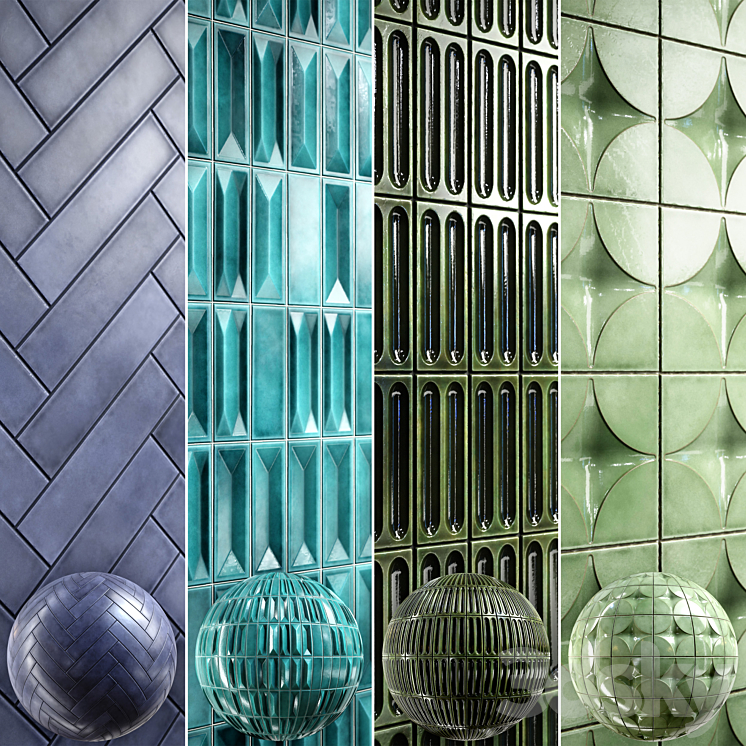 Tile 4K Materials A3 – 4 materials 3DS Max Model - thumbnail 1