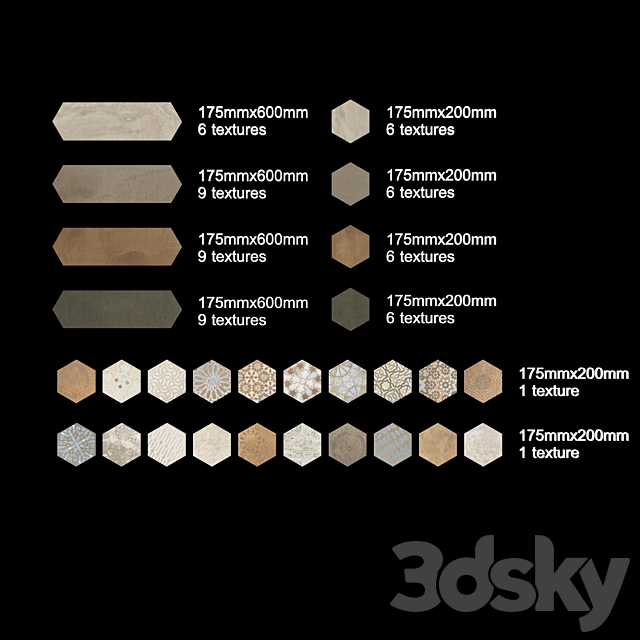 Tile Kale Hexagon 3ds Max - thumbnail 2