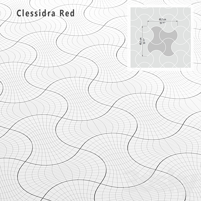 Tile Sicis SiciStone Clessidra Red 3DS Max Model - thumbnail 2