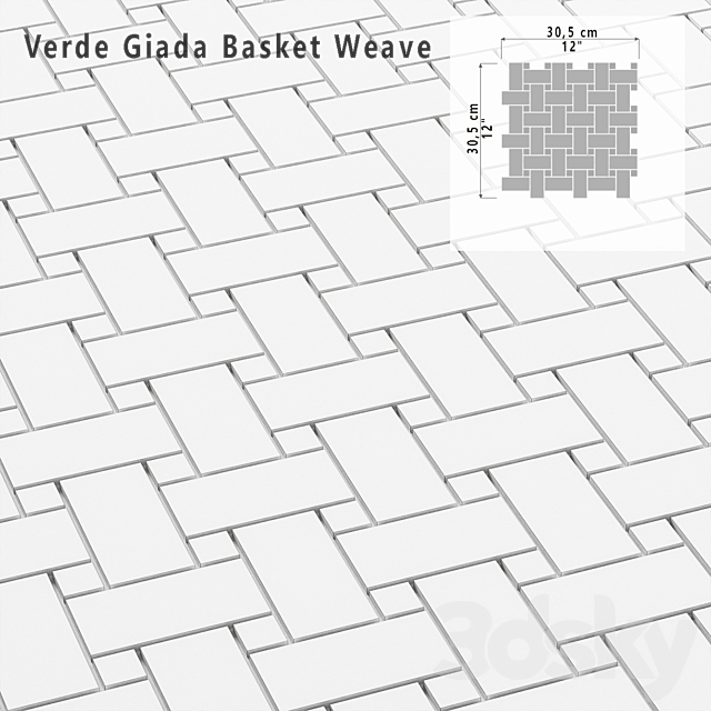 Tiles Sicis SiciStone Verde Giada Basket Weave 3DS Max Model - thumbnail 2