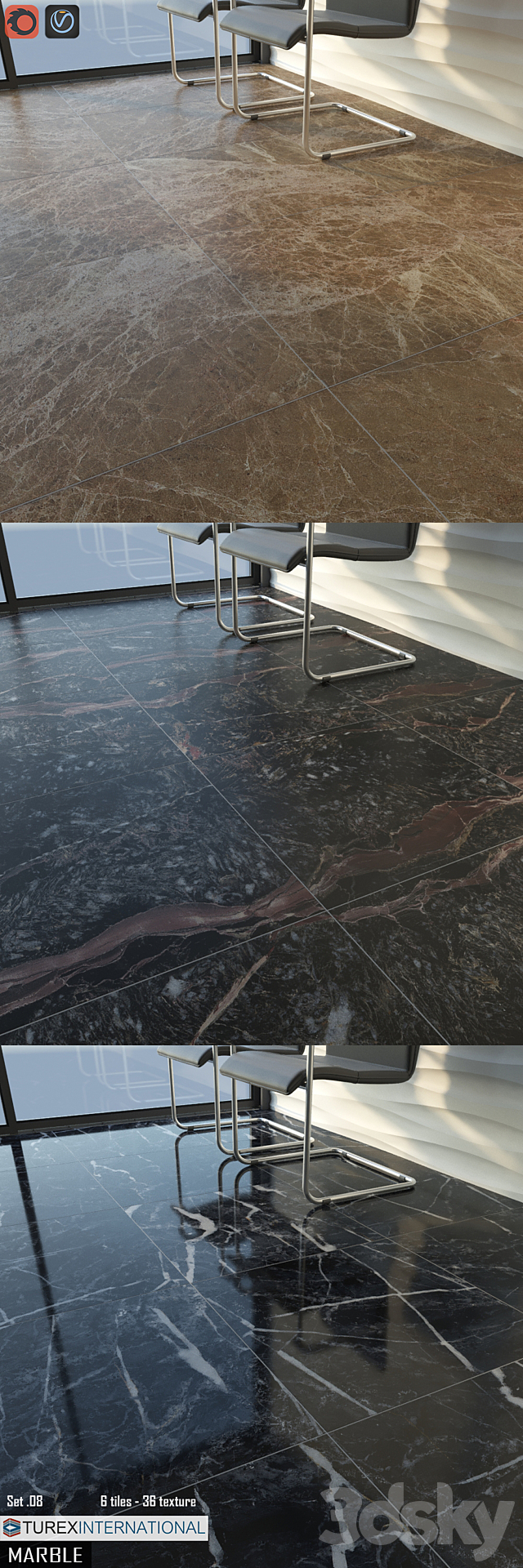 TUREX INTERNATIONAL Marble Tiles Set 08 3DSMax File - thumbnail 3