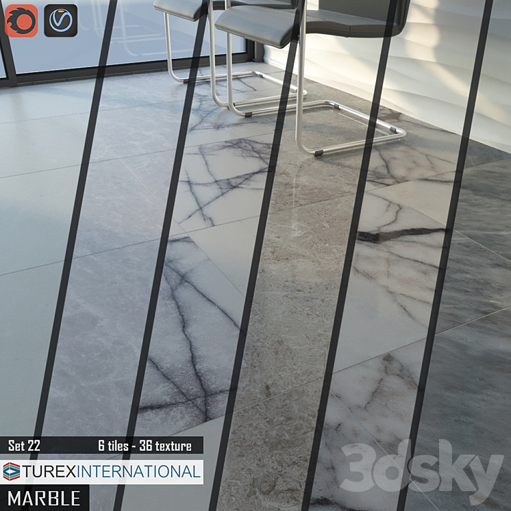 TUREX INTERNATIONAL Marble Tiles Set 22 3DS Max - thumbnail 2