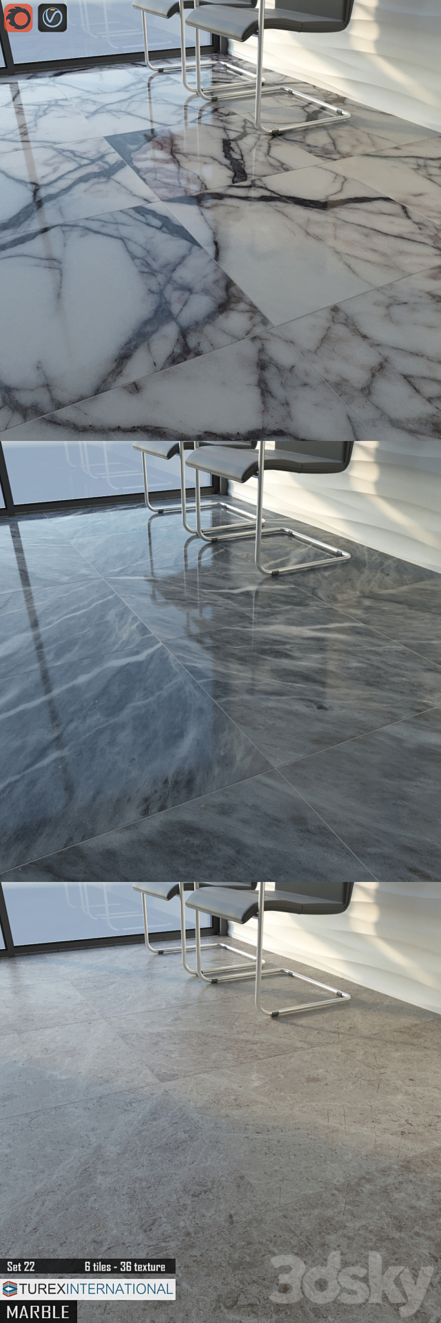 TUREX INTERNATIONAL Marble Tiles Set 22 3DS Max Model - thumbnail 3