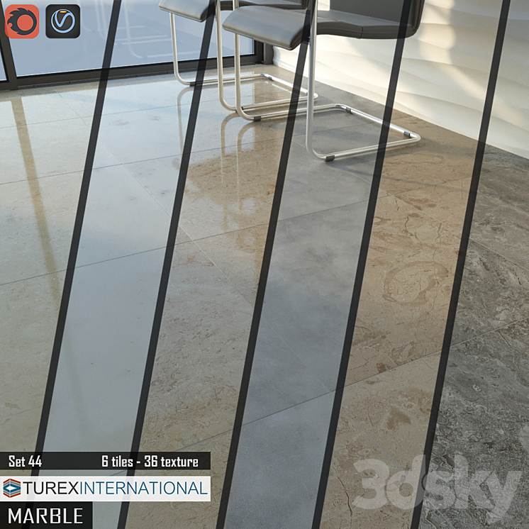 TUREX INTERNATIONAL Marble Tiles Set 44 3DS Max - thumbnail 1