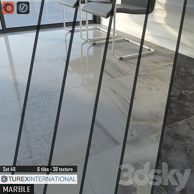 TUREX INTERNATIONAL Marble Tiles Set of 48 3DSMax File - thumbnail 1