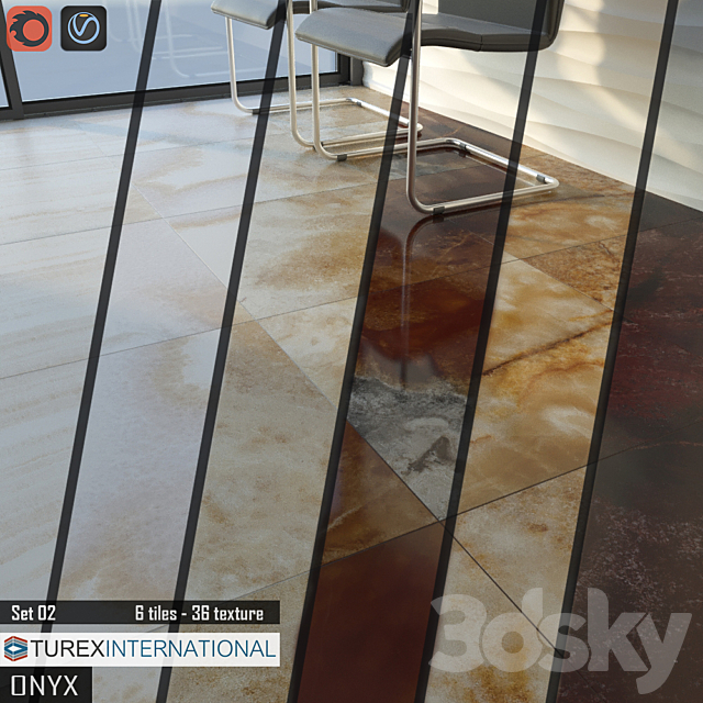 TUREX INTERNATIONAL Onyx Tiles Set 02 3ds Max - thumbnail 1