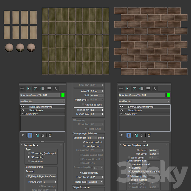 Wall ceramic tile 3DSMax File - thumbnail 7