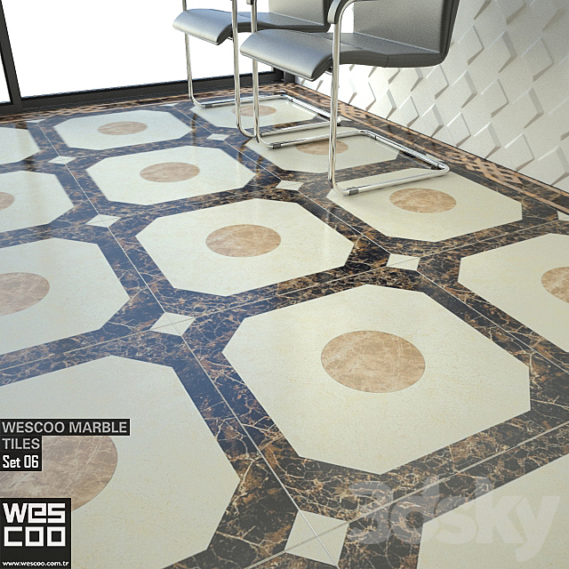 WESCOO Marble Tiles WATERJET DECORS. ACCESSORIES Set 06 3DSMax File - thumbnail 2