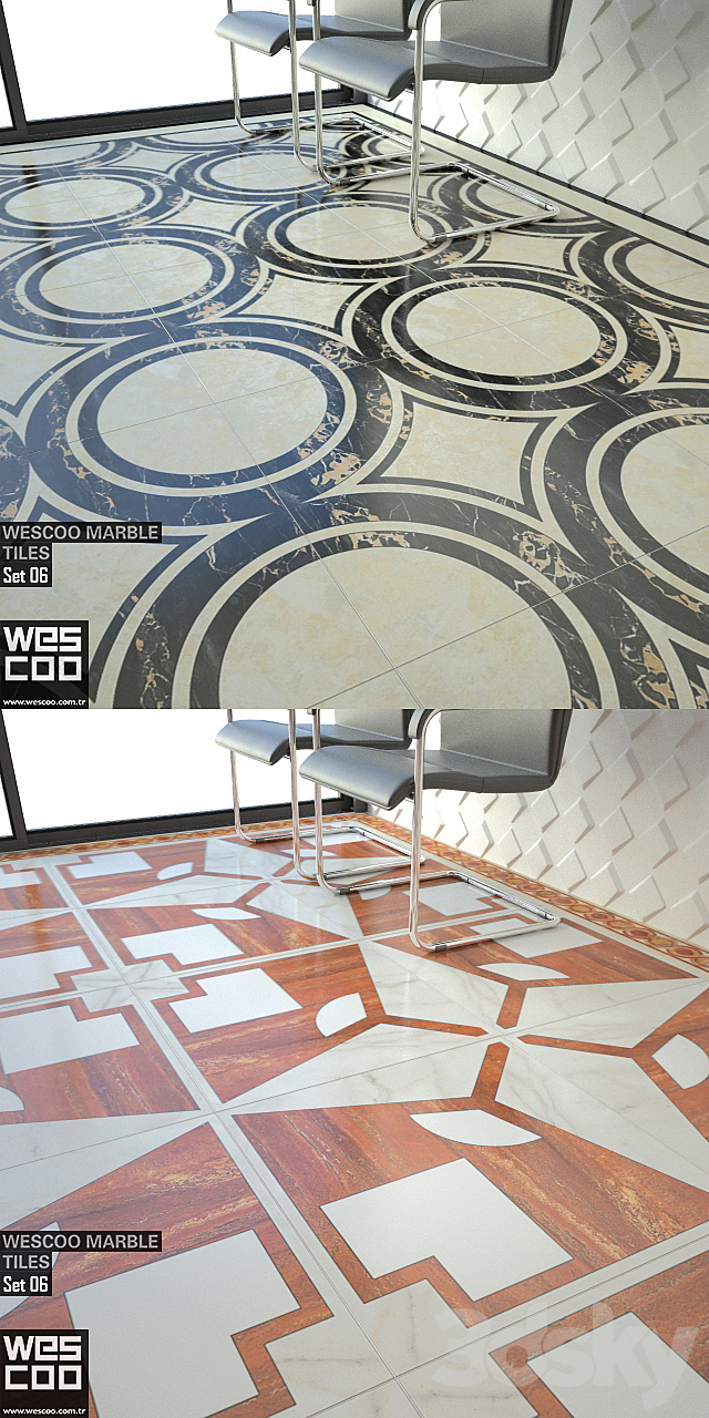 WESCOO Marble Tiles WATERJET DECORS. ACCESSORIES Set 06 3DSMax File - thumbnail 3