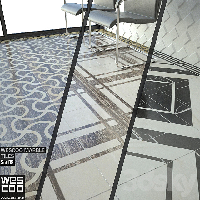 WESCOO Marble Tiles WATERJET DECORS. ACCESSORIES Set 09 3DSMax File - thumbnail 1