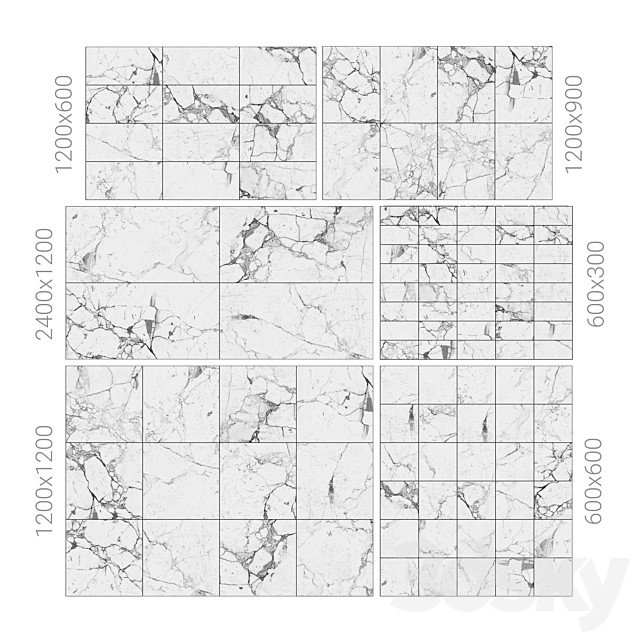 White marble tiles 4 3DSMax File - thumbnail 2