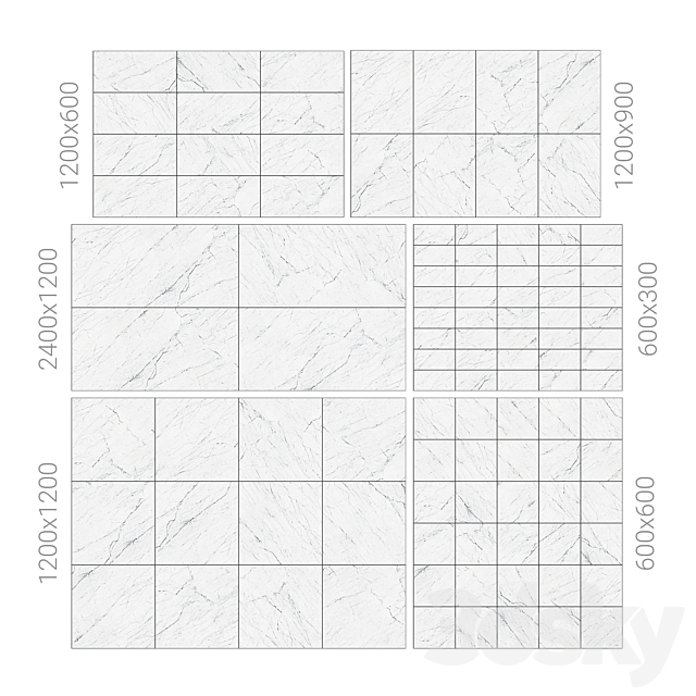 White marble tiles 5 3DSMax File - thumbnail 2