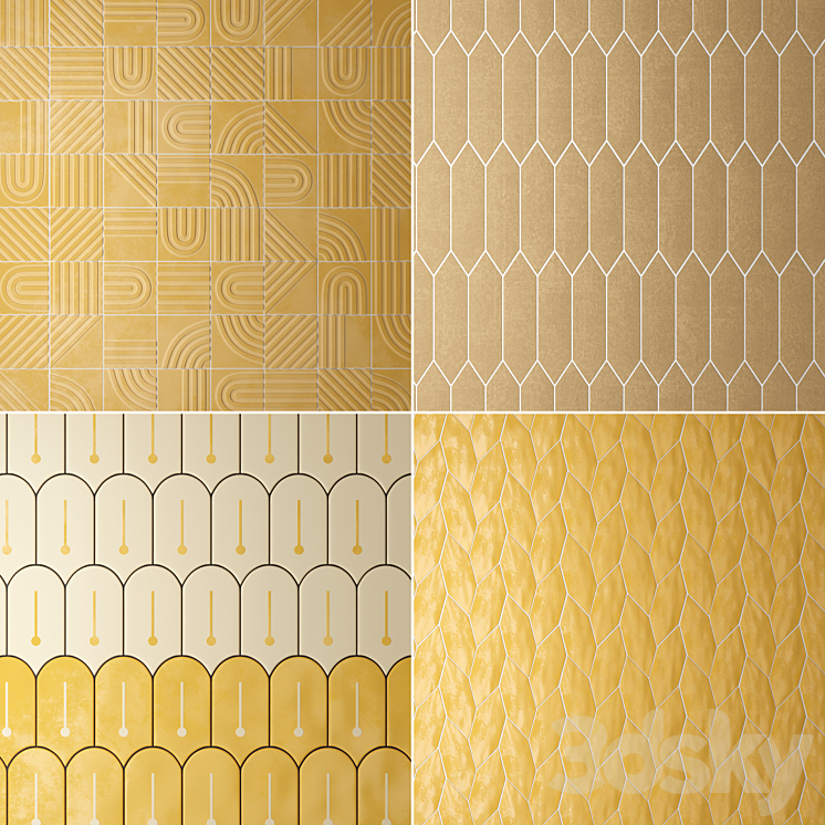 Yellow tile 3DS Max Model - thumbnail 1