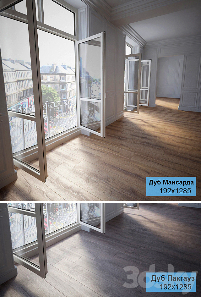 2 types of parquet: Oak Attic Oak Warehouse 3ds Max - thumbnail 1