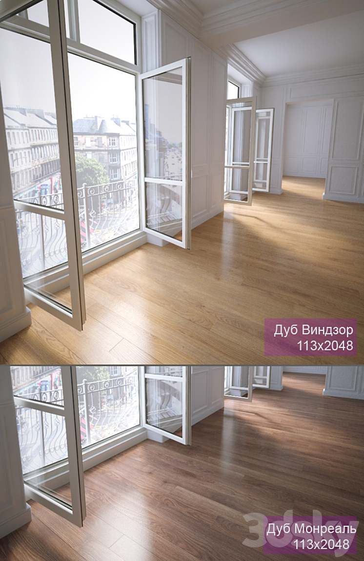 2 types of parquet: Oak Windsor Oak Montreal 3DS Max - thumbnail 1