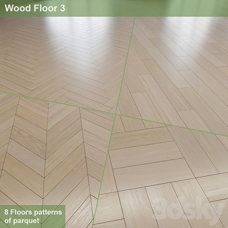 8 parquet layout options # 2 | Oak "Winter's Tale" 3DS Max - thumbnail 1