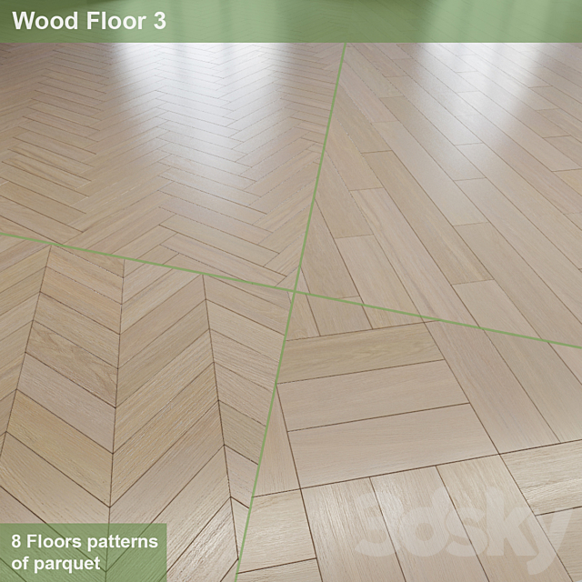 8 parquet layout options # 2 | Oak “Winter’s Tale” 3DSMax File - thumbnail 1