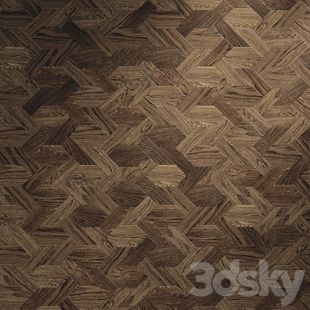 Artistic parquet with “pigtail” pattern 3ds Max - thumbnail 2