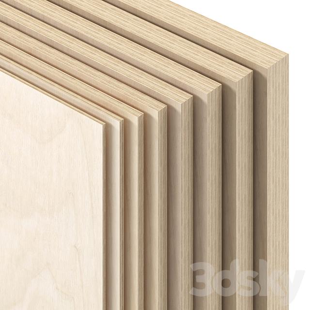 Birch plywood 01 3ds Max - thumbnail 3