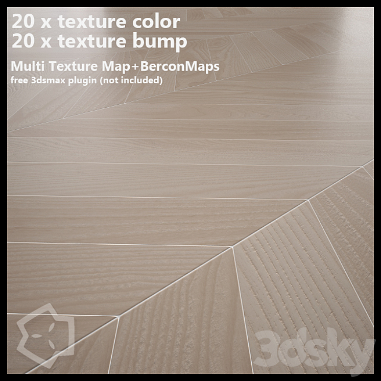 Chevron parquet BeechWood MultiTexture 3DS Max - thumbnail 1